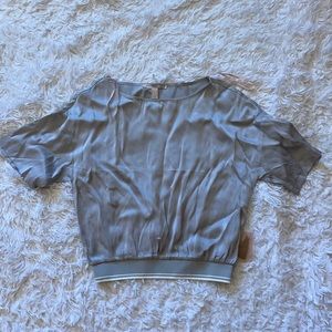 Silver banded short sleeve top